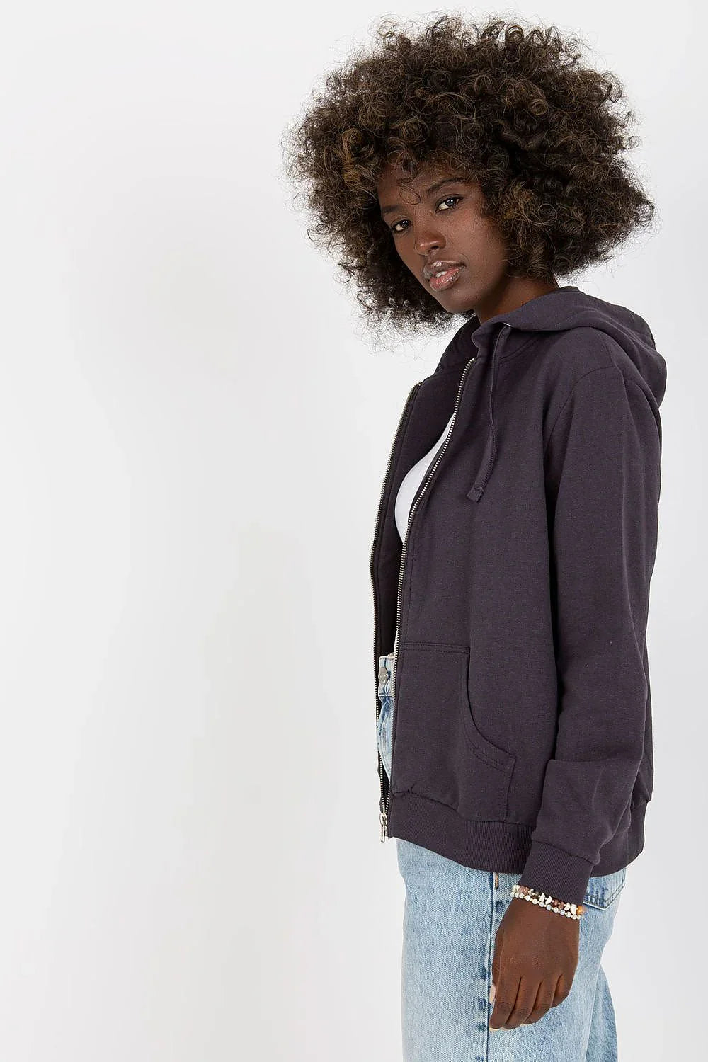 Women's Hoodie Full Zip Regular Fit Split Pockets Cotton Blend – Hoodie | GUOCALI – view 2