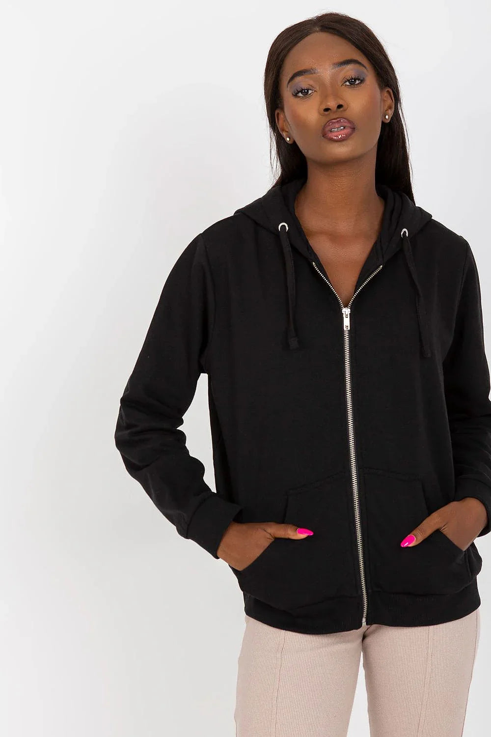 Women's Hoodie Full Zip Regular Fit Split Pockets Cotton Blend – Hoodie | GUOCALI – view 7