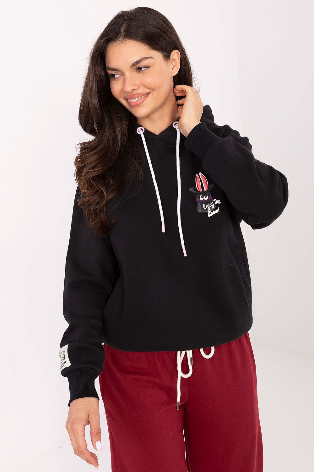 Women's hoodie grey graphic back print front view