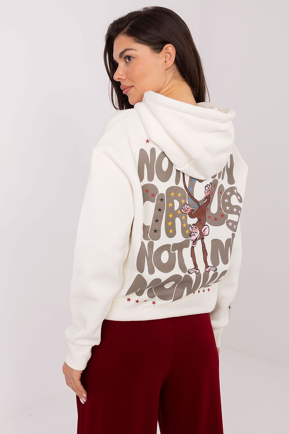 Women's hoodie white drawstring hood casual look