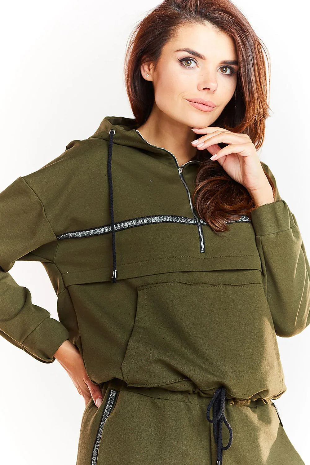 Women's Hoodie Half Zip Kangaroo Pocket Regular Fit Waist Length – Hoodie | GUOCALI