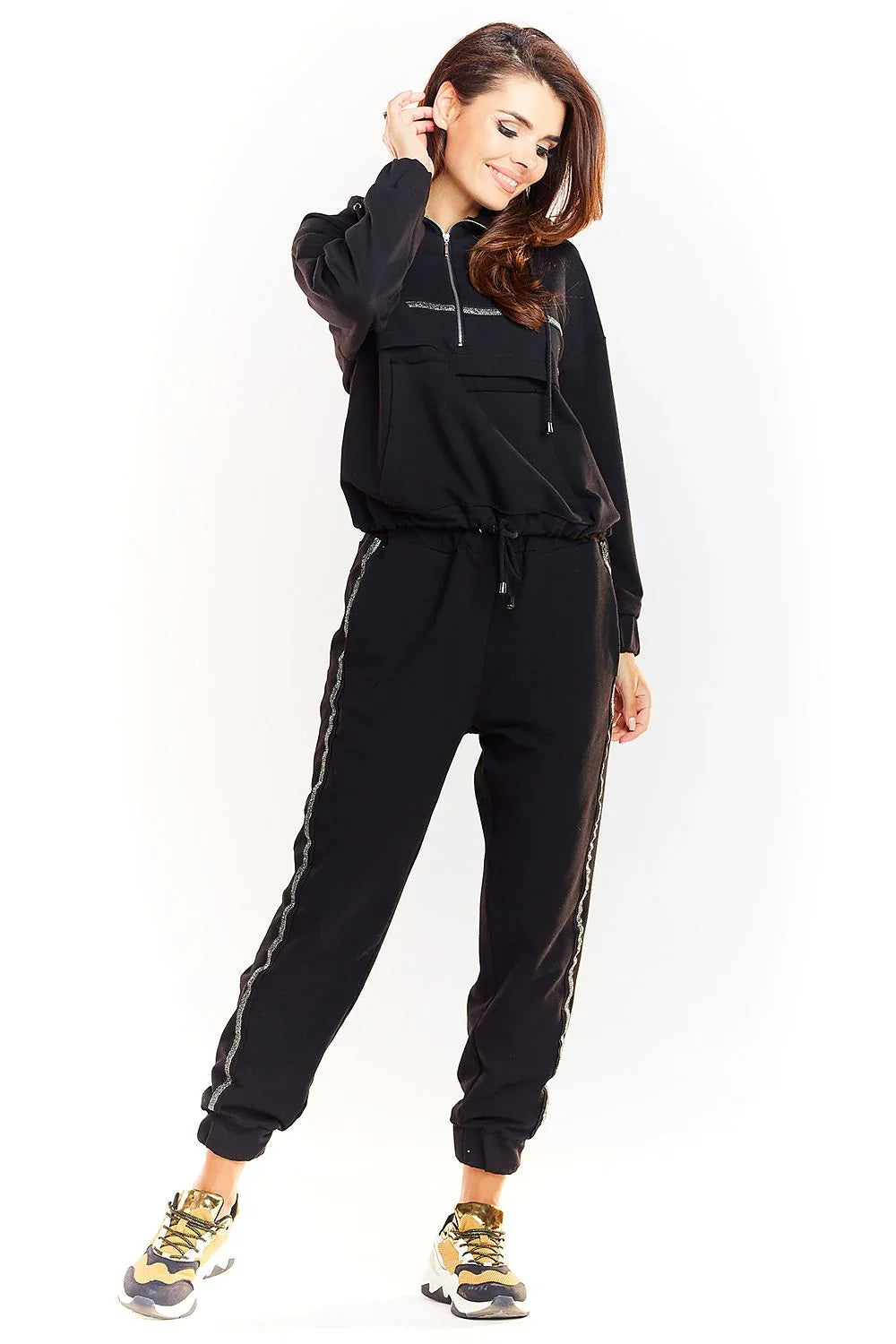 Women's Hoodie Half Zip Kangaroo Pocket Regular Fit Waist Length – Hoodie | GUOCALI – view 5