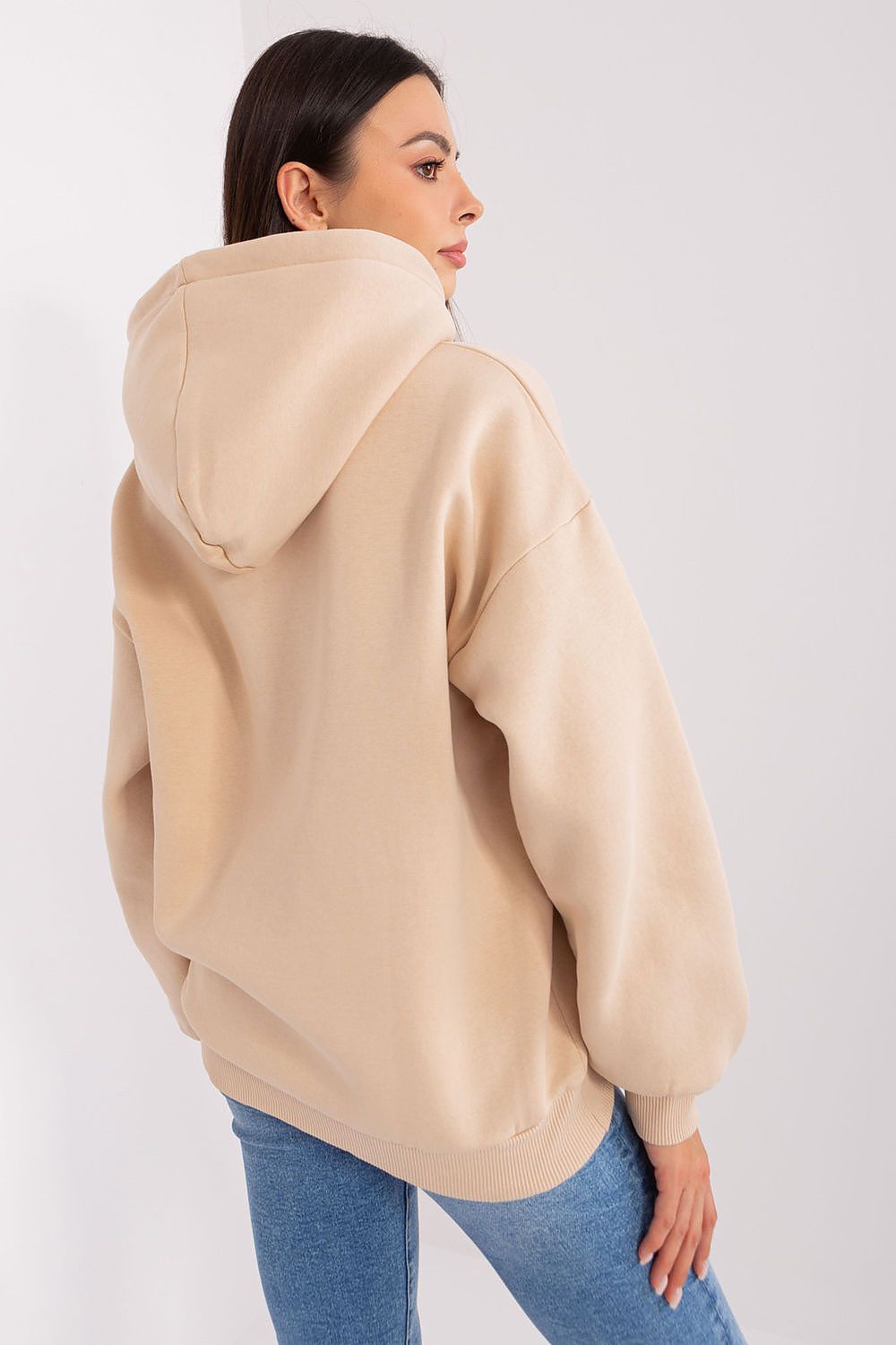 Women's hoodie beige everyday outfit view