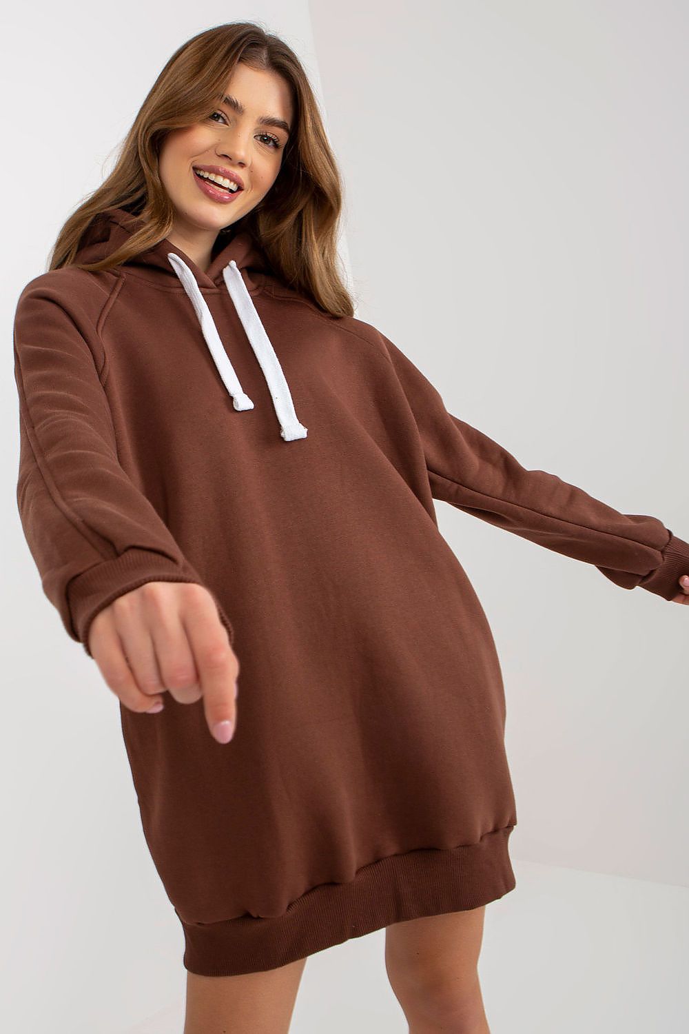 Women's Hoodie Longline Drawstring Hood Side Pockets – Hoodie | GUOCALI – view 15