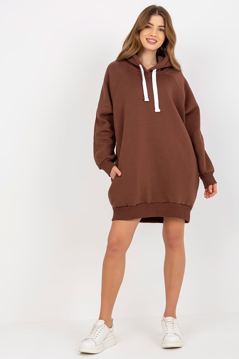 Women's Hoodie Longline Drawstring Hood Side Pockets – Hoodie | GUOCALI – view 16