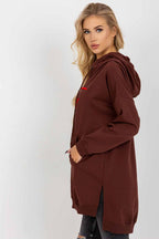 Women's Hoodie Longline Side Slits Kangaroo Pocket – Hoodie | GUOCALI – view 6