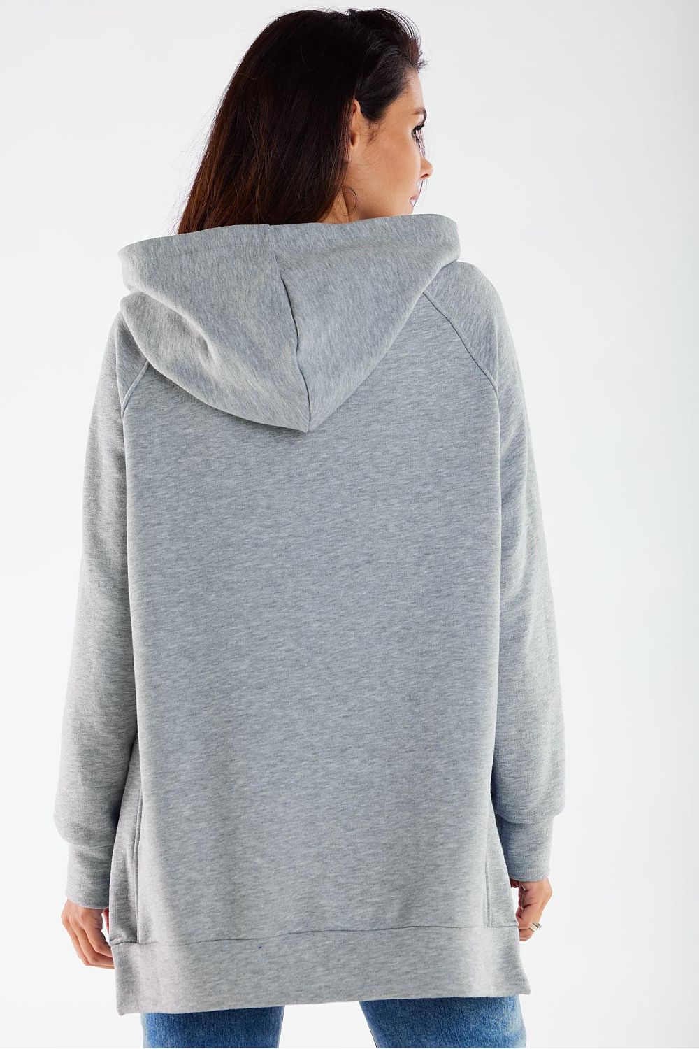 Women's Hoodie Oversized Asymmetric Hem Grey – Hoodie | GUOCALI – view 3