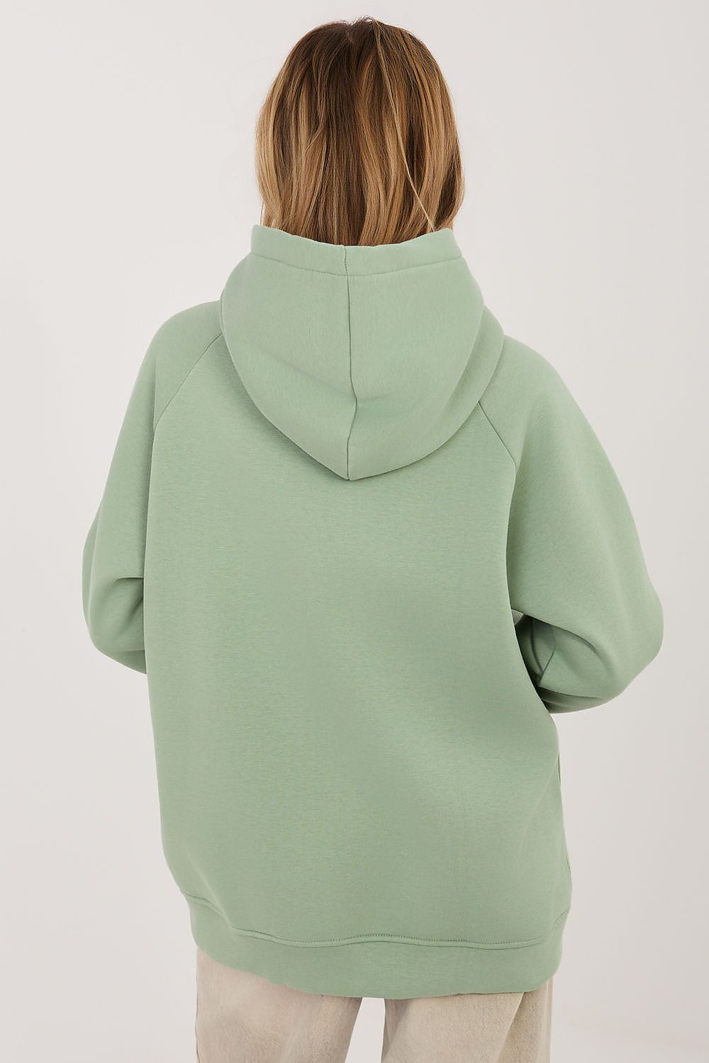 Women's Hoodie Oversized Embroidered Logo Kangaroo Pocket Green – Hoodie | GUOCALI – view 3