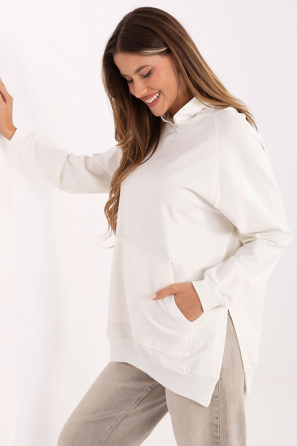 Women's Hoodie Oversized Kangaroo Pocket Side Slits – Hoodie | GUOCALI – view 12