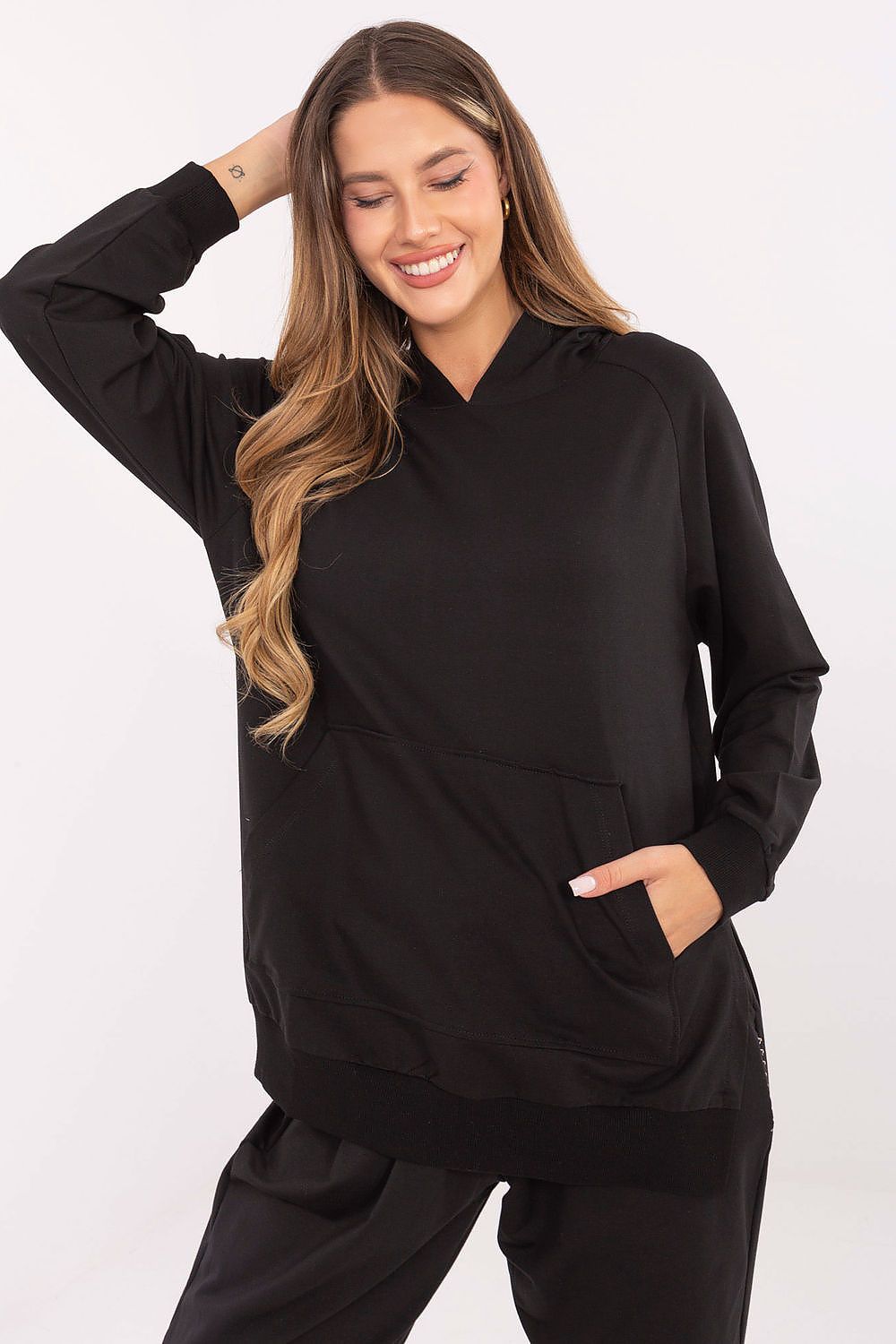 Women's Hoodie Oversized Kangaroo Pocket Side Slits – Hoodie | GUOCALI – view 8