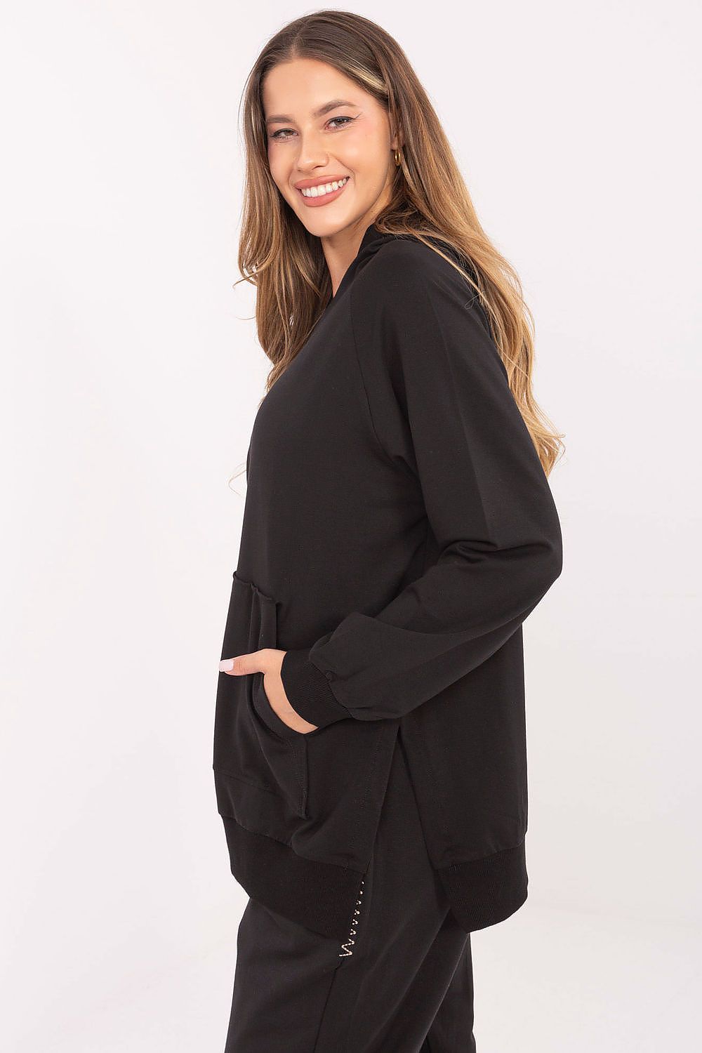 Women's Hoodie Oversized Kangaroo Pocket Side Slits – Hoodie | GUOCALI – view 9