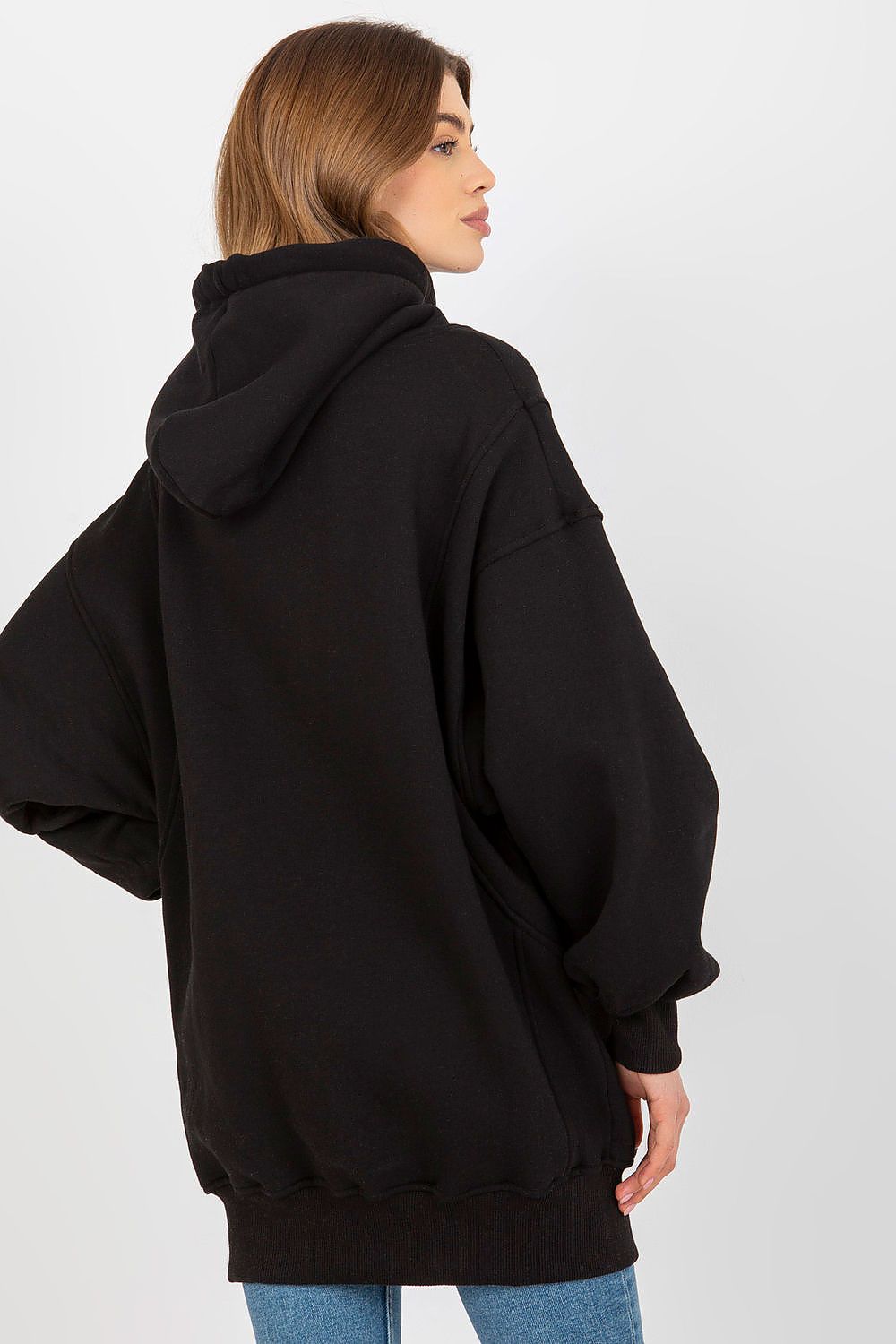 Women's Hoodie Oversized Longline Black – Hoodie | GUOCALI – view 3