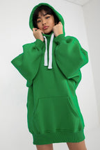 Women's hoodie green oversized longline front view