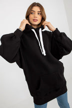 Women's hoodie black oversized longline front view
