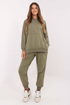 Women's hoodie green side slits alternate view