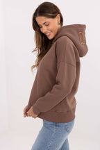 Women's hoodie brown hood print alternate view