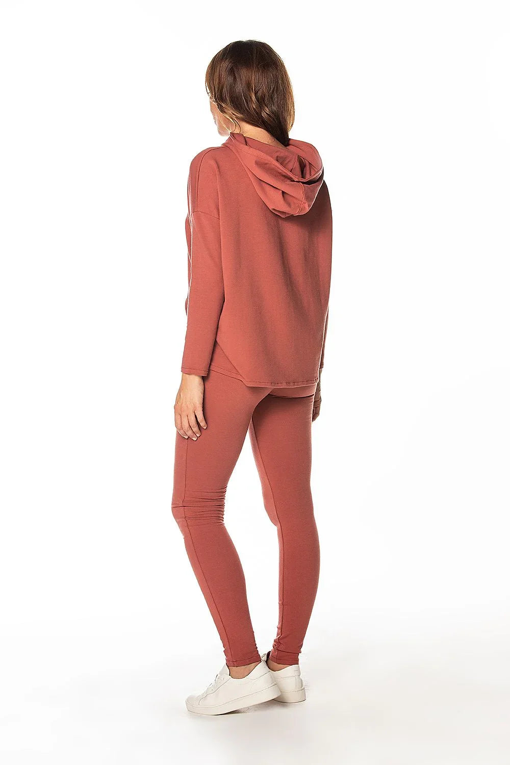 Women's Hoodie Relaxed Fit Kangaroo Pocket Cotton Blend Brown – Hoodie | GUOCALI – view 3