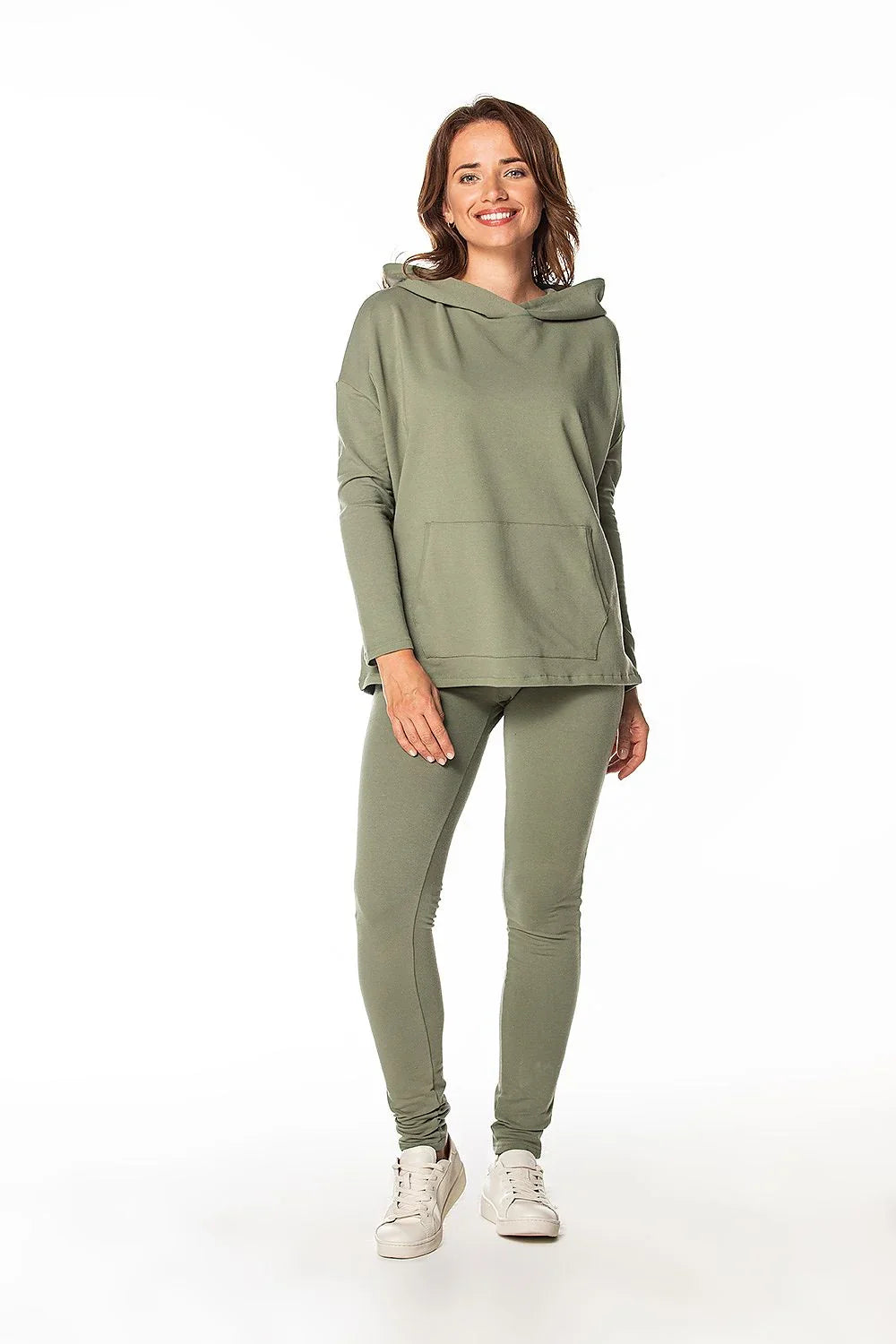 Women's Hoodie Relaxed Fit Pullover Kangaroo Pocket Green – Hoodie | GUOCALI – view 2