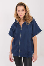 Women's hoodie navy sporty casual view