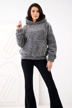Women's hoodie grey loose fit hooded side view