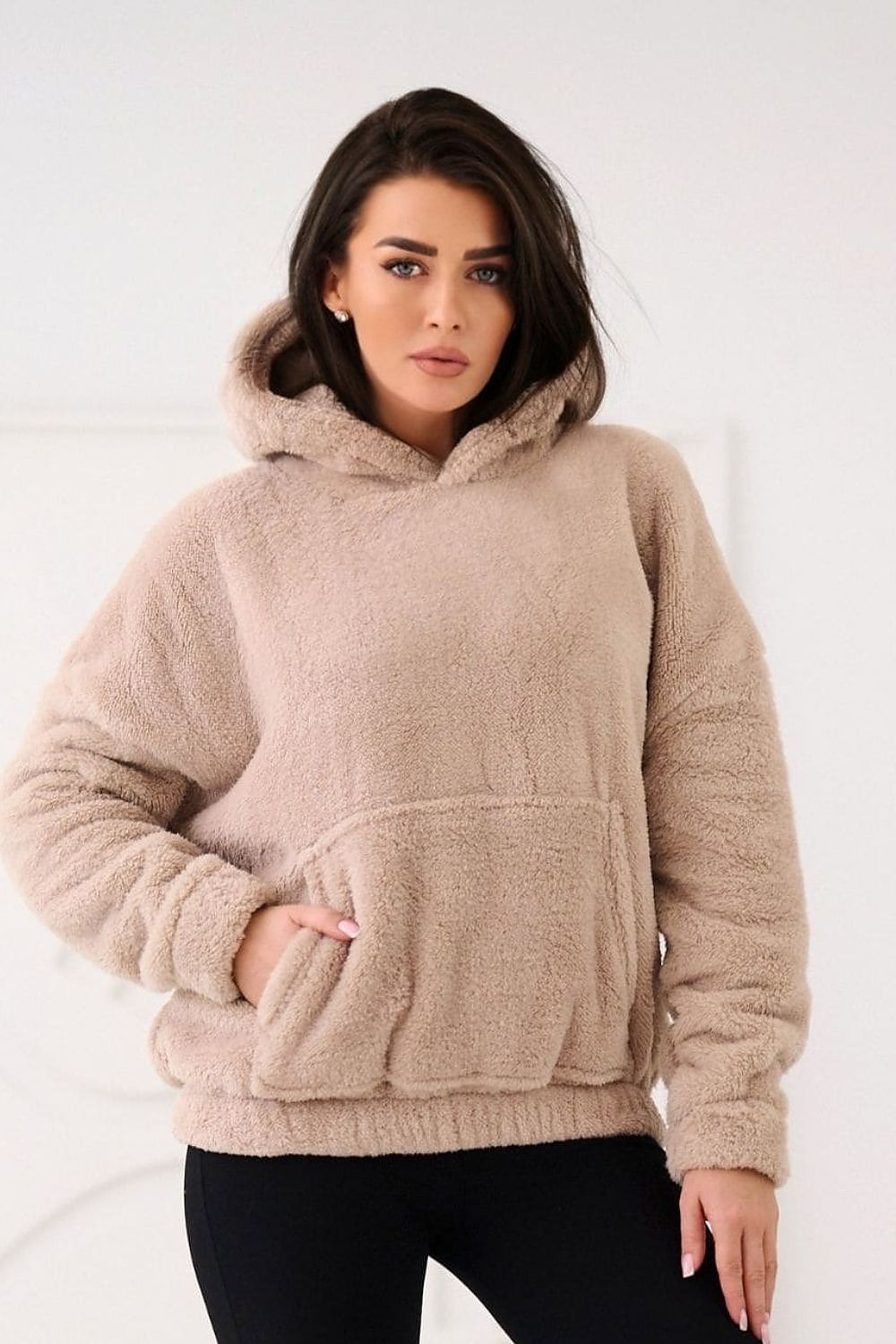 Women's Hoodie Teddy Bear Motif Kangaroo Pocket Lined – Hoodie | GUOCALI – view 14