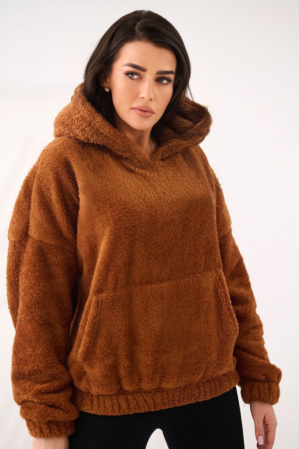 Women's Hoodie Teddy Bear Motif Kangaroo Pocket Lined – Hoodie | GUOCALI – view 30