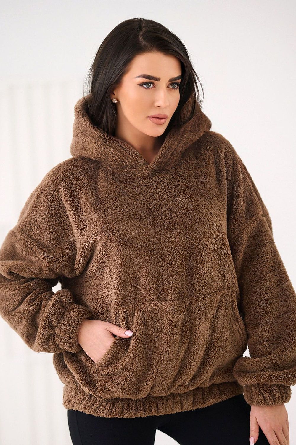 Women's Hoodie Teddy Bear Motif Kangaroo Pocket Lined – Hoodie | GUOCALI – view 4