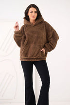 Women's Hoodie Teddy Bear Motif Kangaroo Pocket Lined – Hoodie | GUOCALI – view 5