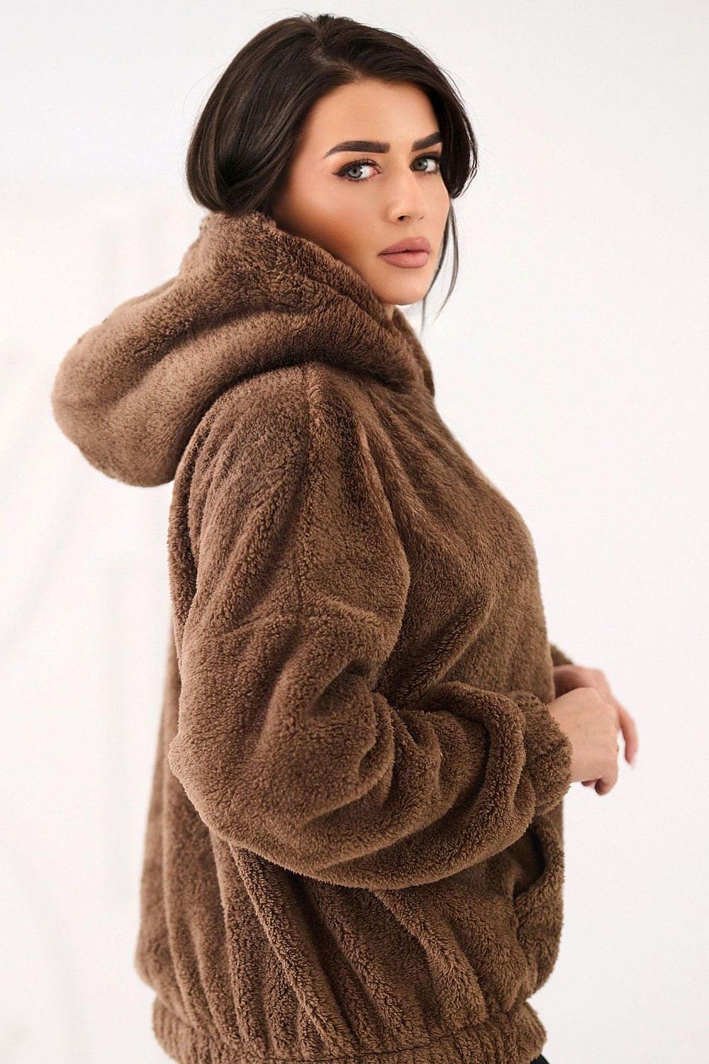 Women's Hoodie Teddy Bear Motif Kangaroo Pocket Lined – Hoodie | GUOCALI – view 7