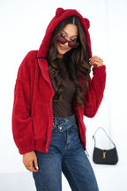 Women's Hoodie Teddy Zip-Up Bear Ears Hood – Hoodie | GUOCALI – view 10
