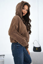 Women's Hoodie Teddy Zip-Up Bear Ears Hood – Hoodie | GUOCALI – view 3