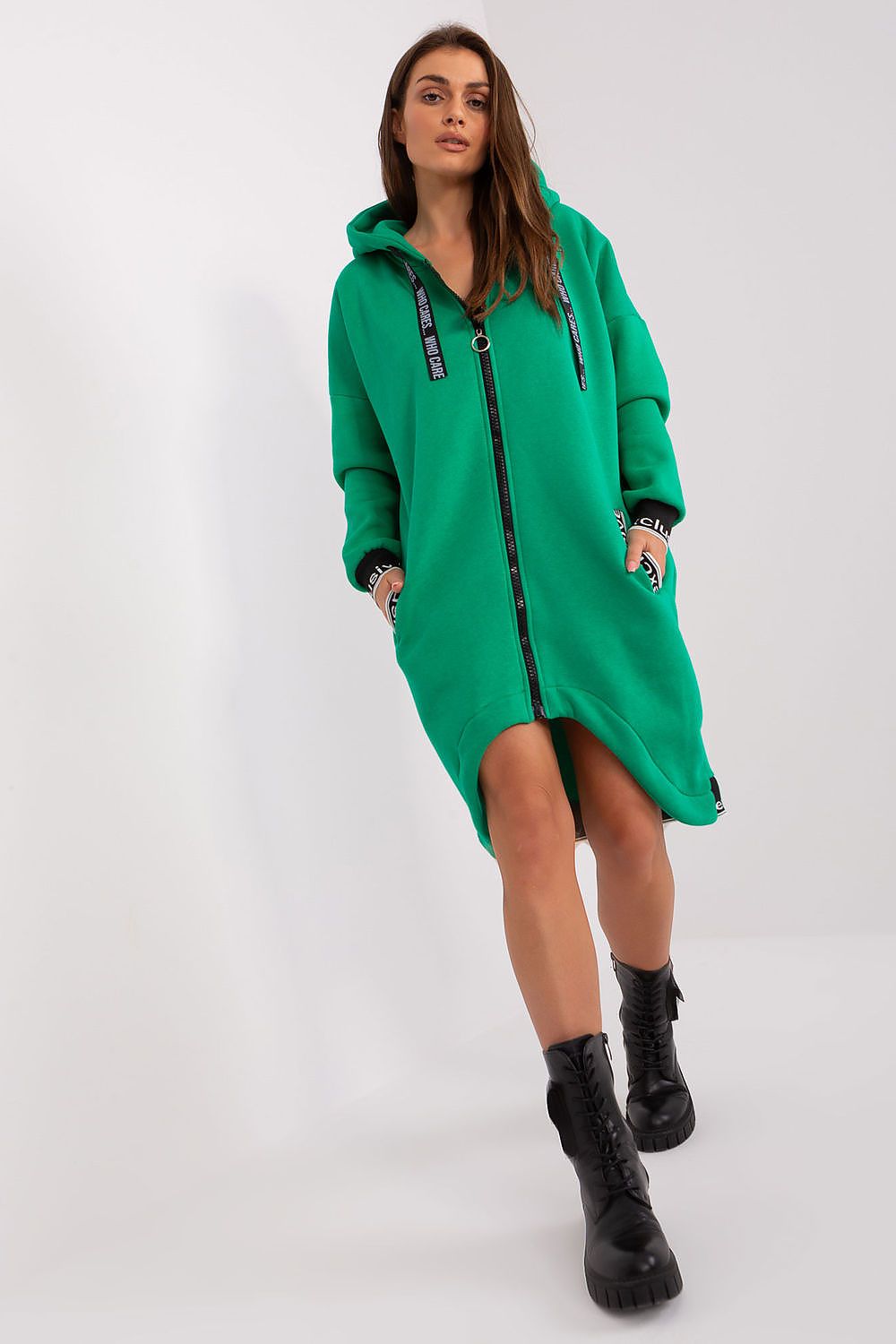 Women's Hoodie Zip-Up Longline High-Low Hem Cotton Blend – Hoodie | GUOCALI – view 13