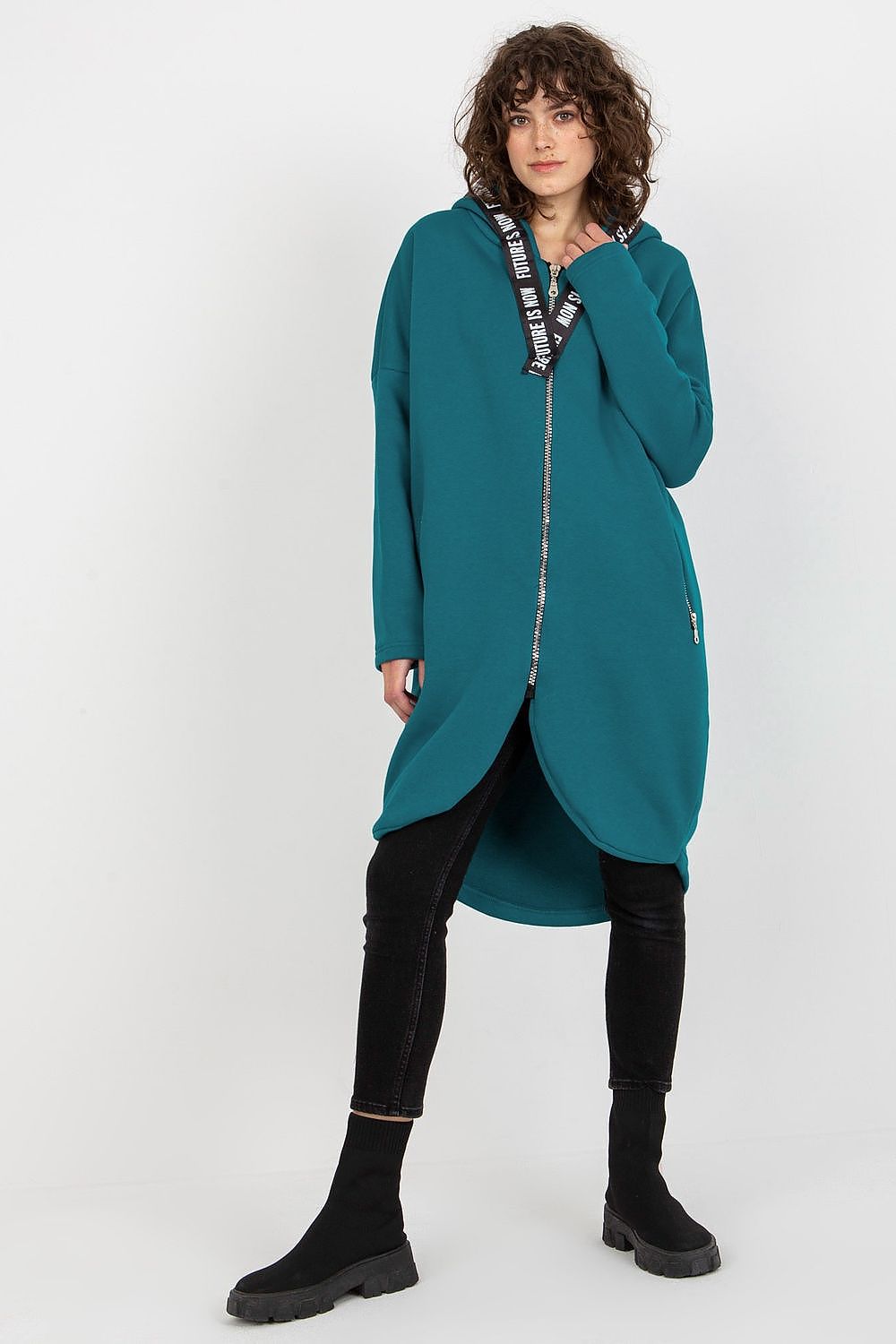 Women's Hoodie Zip-Up Longline Loose Fit Cotton Blend – Hoodie | GUOCALI