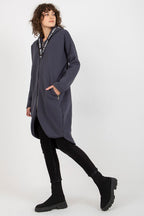 Women's Hoodie Zip-Up Longline Loose Fit Cotton Blend – Hoodie | GUOCALI – view 12