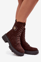 Women's Lace-Up Zip Worker Boots – Boots | GUOCALI – view 3
