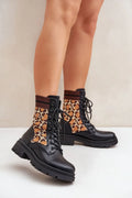 Women's Leopard Print Lace-Up Ankle Boots – Ankle Boots | GUOCALI