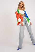 Women's Lightweight Button Blazer – White – Blazer | GUOCALI – view 2
