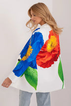 Women's Lightweight Button Blazer – White – Blazer | GUOCALI – view 3