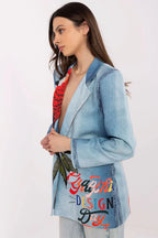 Women's Lightweight One-Button Blazer – Blue – Blazer | GUOCALI – view 2