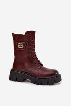Women's Lined Platform Heeled Boots – Red – Boots | GUOCALI – view 2