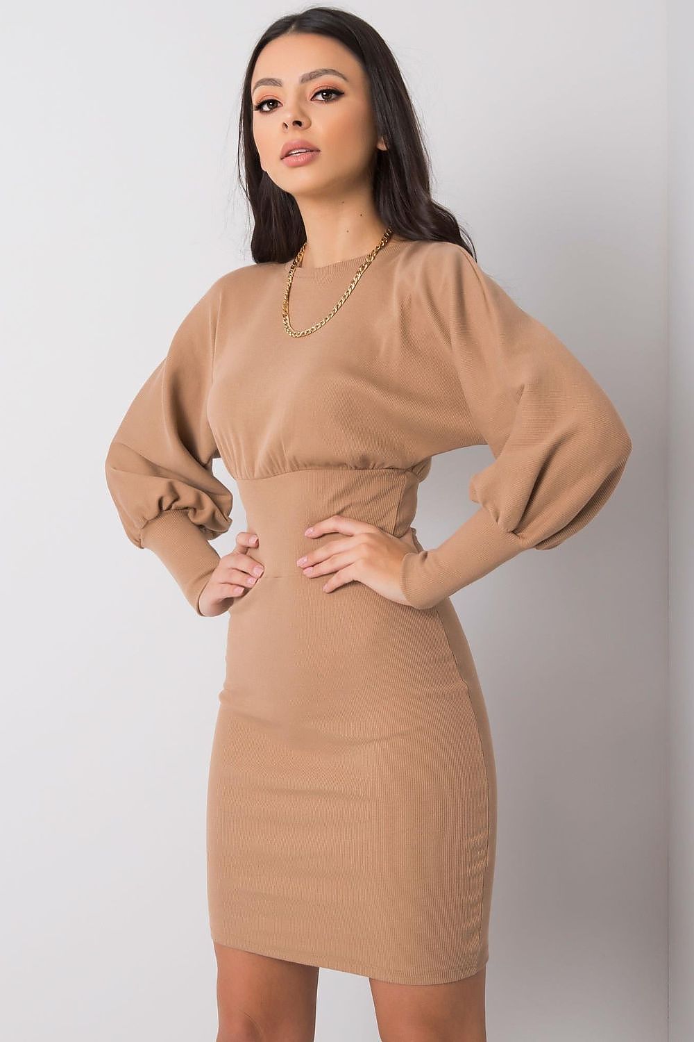 Women’s Red Slim Mini Crew Neck Dress - Guocali