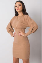 Women’s Red Slim Mini Crew Neck Dress - Guocali