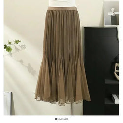 Women's Reversible Pleated High-Waist Midi Skirt – Skirt | GUOCALI – view 7