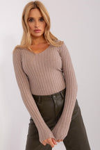 Women's Ribbed Viscose Sweater – Beige – Sweater | GUOCALI
