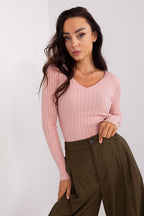 Women's Ribbed Viscose Sweater – Pink – Sweater | GUOCALI
