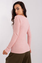 Women's Ribbed Viscose Sweater – Pink – Sweater | GUOCALI – view 3