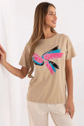 Women's Round-Neck Stretch T-Shirt – Brown – T-Shirt | GUOCALI