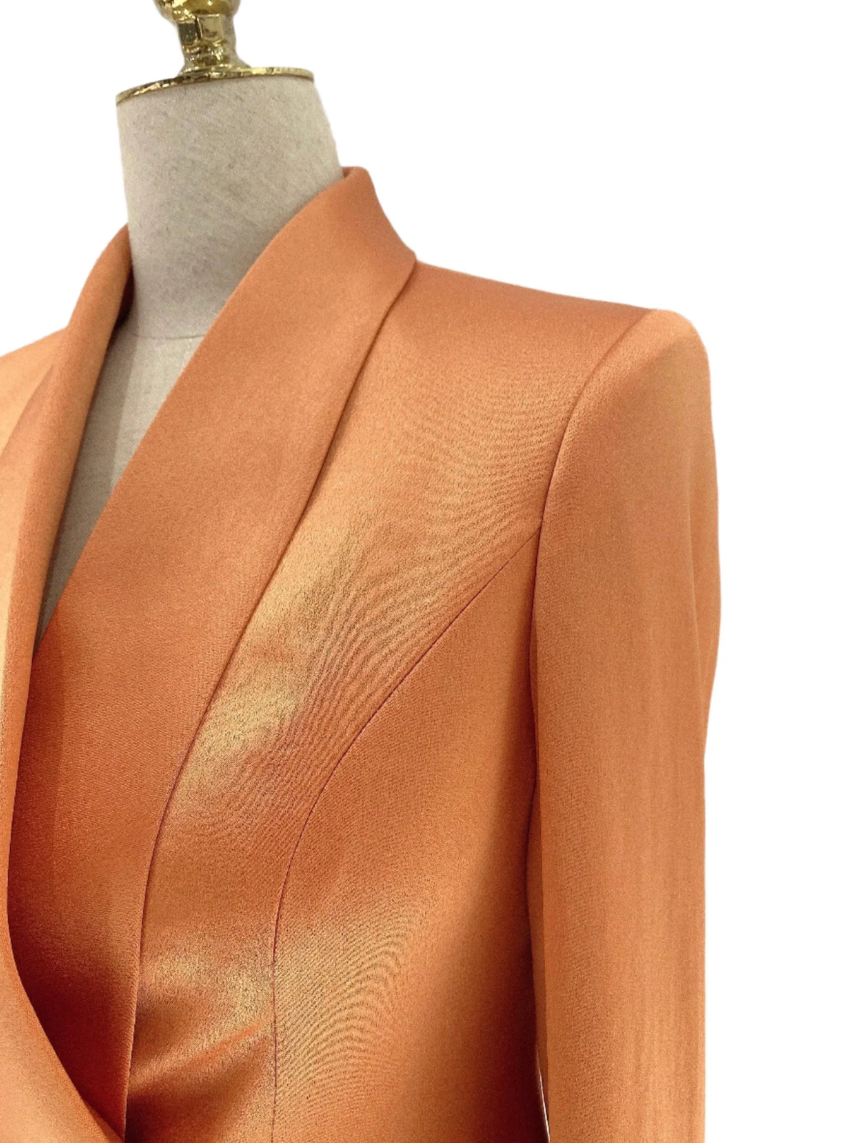Women's Silk Satin Double-Breasted Pantsuit – Orange – Pant Suit | GUOCALI – view 6