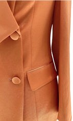 Women's Silk Satin Double-Breasted Pantsuit – Orange – Pant Suit | GUOCALI – view 8