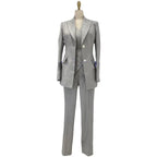 Women's Single-Breasted Notch Lapel Pantsuit – Light Grey – Pant Suit | GUOCALI